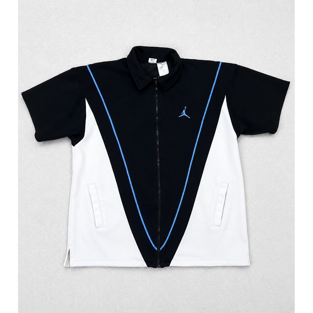 Vintage Nike Air Jordan Shooting Shirt Mens XL Full Zip Black Blue Basketball